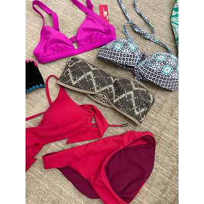 #ad Lot Womens Swim Suits Red Carter Profile by Gottex Bikini One Piece Sz Small $28.00