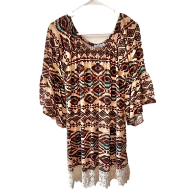 #ad Adara Aztec Print Boho Dress Size M $16.99
