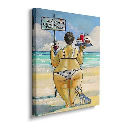 #ad Bathroom Beach Canvas Wall Art No Alcohol Beyond This Point Beach Wall Art $27.99