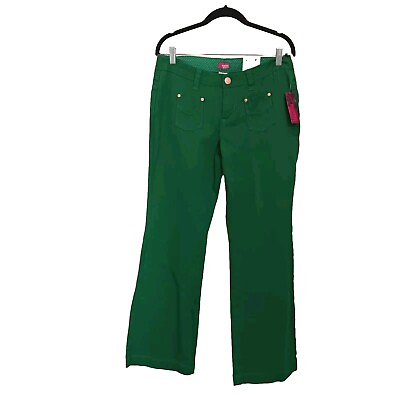 #ad VTG SEARS Wide Leg Low Rise Jeans Personal Identity Green Stovepipe Jr 9 10 NWT $25.00