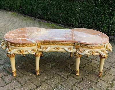 #ad Vintage French Louis XVI Style Coffee Table with Pink Marble Top $2610.00