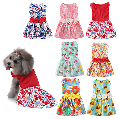 #ad Cute Pet Print Dress Breathable Summer Sleeveless Shirt Comfortable Dog Dress $10.99