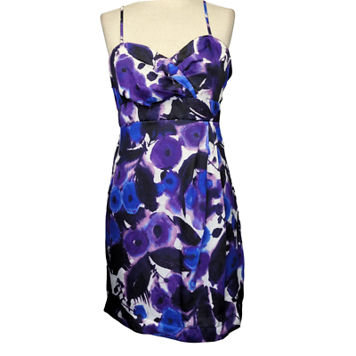 #ad Blue Floral Mini Cocktail Dress Size Medium $18.75