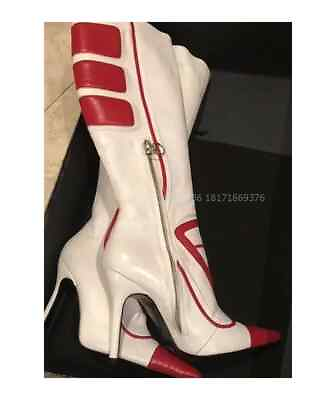 #ad Fashion Leather Zip Boots Sexy Stiletto Knee High Boot Lady Shoe Party Fall 2024 $204.93