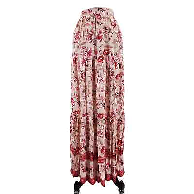 #ad Blue Rain Skirt Women Large Maxi Peasant Tiered Floral Boho Cottagecore Romantic $24.88