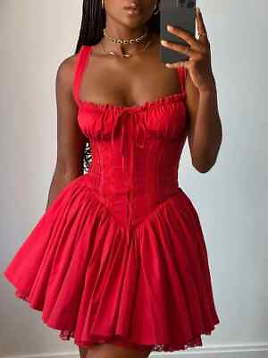 #ad #ad Dresses for Women Strap A Line Dress Elegant Lace Up Party Dress Mini Dress $59.26