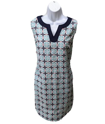 Talbots Printed Sheath Dress Sleeveless Womens 8P Linen Blend Petite 8 $24.50