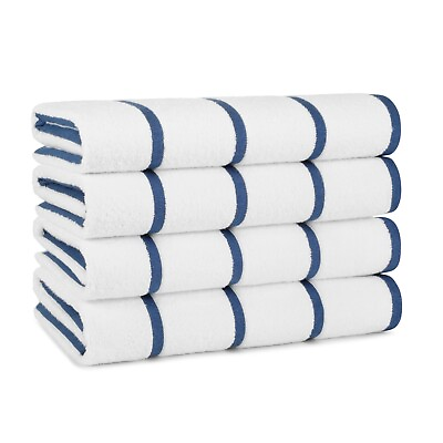 #ad Las Rayas Pool Towels 4 Pack 30x60 Soft Cotton Striped Beach Towel 480 GSM $183.99