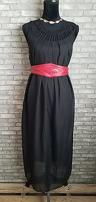 #ad Gamiss Ladies Cage Neck Sheer Black Long Maxi Dress Petite Size Small $19.79