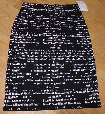 NWT LuLaRoe Womens L Black White Geometric Cassie Skirt Pencil Straight Knit $29.95