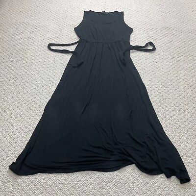 Forever 21 Plus Maxi Dress Womens XL Black Sleeveless Long Belted Soft Rayon $14.99