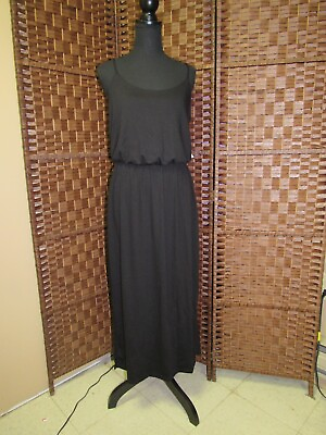 #ad Women Size Medium Tall Black Lightweight Sun Dress w Adjustable Straps M CLCB13 $17.99
