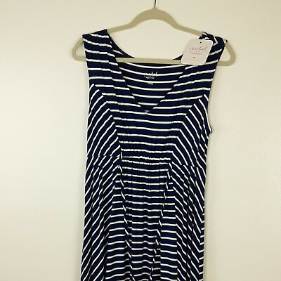 #ad Isabel Maternity Maxi Dress Size Medium Navy White Stripes Sleeveless Long $19.99