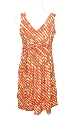 Vintage Sleeveless Summer Size S P Lands End Orange White Vintage Pleated Dress $10.99