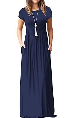 VIISHOW Womens Short Sleeve Loose Plain Maxi Dresses Casual Long Dresses with $12.00