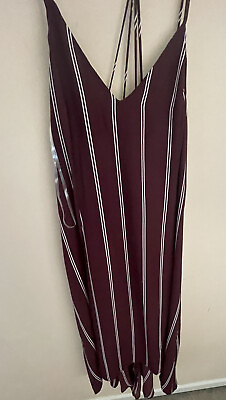 #ad Lush Womens Red Striped Maxi Dress Size Large NWT $20.00