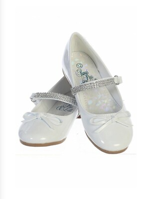 Swea Pea amp; Lilli Girls Summer White Patent Rhinestone Dress Shoes Sz 13 Girls $24.00