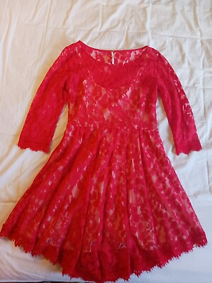 #ad Free People Red Cocktail Dress Size 8 $11.00