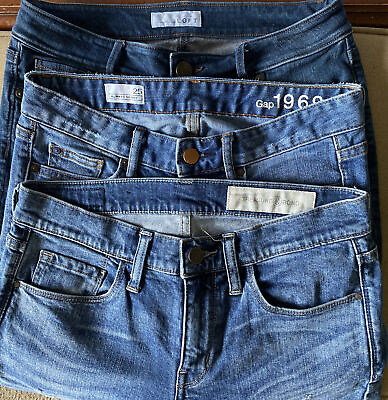 #ad MINI HAUL Women#x27;s Blue Denim Jeans Lot Gap Size 25 Loft Size27treausre Bond 26 $35.00