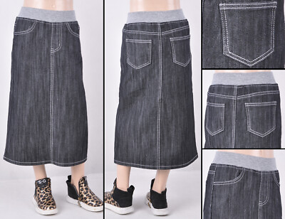 New Little Girls Long Skirt Elastic Waist basic 5pockets style #RK 87249K $16.99
