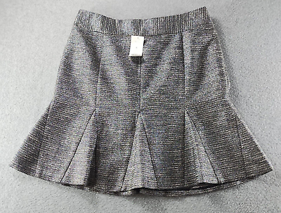 #ad NWT Banana Republic Metallic Shimmer Silver Midi Flare Skirt Women#x27;s Size 6 $26.99