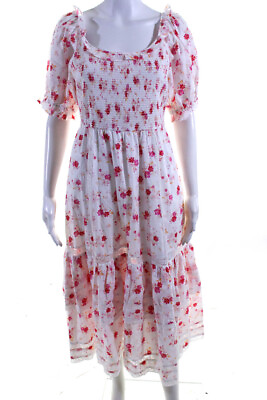 #ad Love Shack Fancy Target Women#x27;s Puff Sleeve Floral Maxi Dress White Size M $105.73