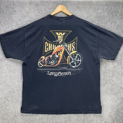West Coast Choppers T shirt Men#x27;s XL Short Sleeve Black Long Beach Biker Vintage $27.95