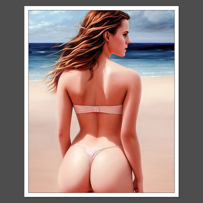 8x10 Art Print Emma Watson A Painting Of A Woman In A Bikini On The Beach D13903 $4.95