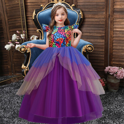 #ad Kid Flower Girls Tulle Long Fancy Dress Pageant Gown Hollywood Cosplay Costumes $32.48
