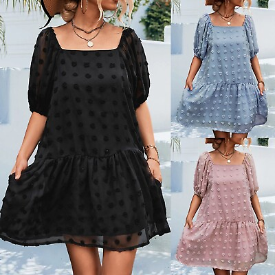 #ad Long Party Dresses For Women Print Knee Lightweight Stretch Hot Daily Wear $15.87