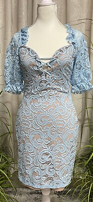 #ad WOMENS LIGHT BLUE LACE DRESS SIZE X SMALL PRE OWNED SKU A6 $8.29