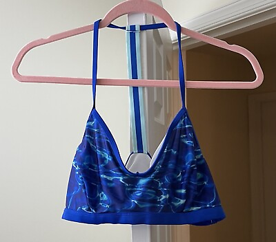 #ad Avia Women#x27;s Bikini Top Athletic Blue Racer Back Fitness Size Large $9.49
