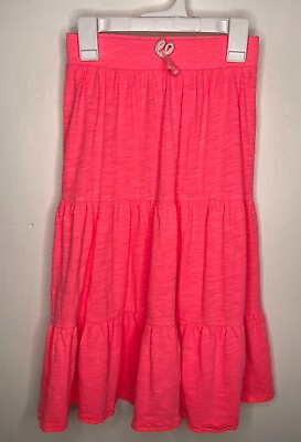 OshKosh Tiered Maxi Skirt Girls Size 5 Elastic Waist Neon Coral Long $9.09
