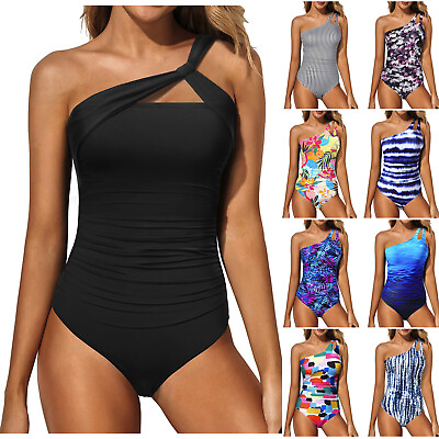 #ad #ad Women One Piece Swimsuits 6 8 10 12 14 High Waisted Swimsuit Bathing Suit $15.29