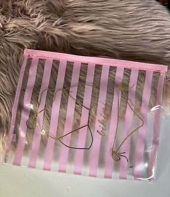 #ad Victoria#x27;s Secret Bikini Zip Bag Clear Pink One Size $15.00