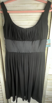 NWT SUZI CHIN For Maggy Boutique Women’s SILK Ruched Black Cocktail Dress 12 $33.99