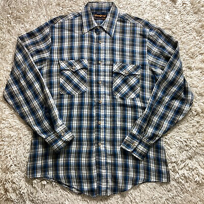 #ad #ad Vintage Sears Shirt Mens Medium Plaid Flannel Perma Prest Long Sleeve Button Up $16.95