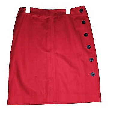 #ad Lauren Ralph Lauren Red Pencil Skirt Women#x27;s Size 4 w Blue Buttons Sailor Style $25.95