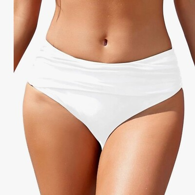 #ad SHEKINI Women#x27;s Bikini Bottom High Waisted Swimsuit Tummy Control Bottoms NWT $12.00