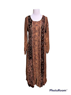#ad Vintage India Made Women S M? Maxi Button Up Boho Hippie Gypsy Dress Lagenlook $39.99