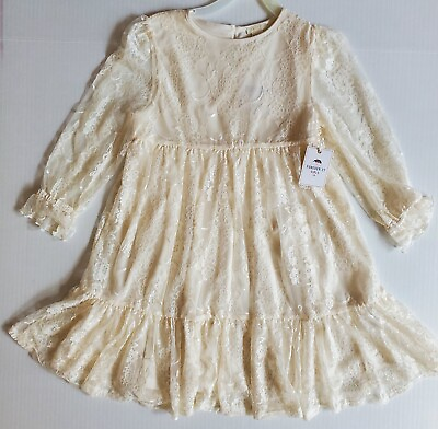 Forever 21 Girls Dress Size 9 10 Lace Ruffle Boho Off White Cream Long Sleeve... $20.00