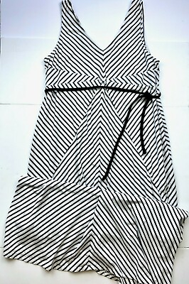 Motherhood Maternity Black White Stripped Empire Waist Long Maxi Dress XL $19.97