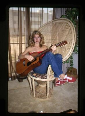 #ad Jenilee Harrison photo shoot playing guitar Original 35mm Transparency $24.99