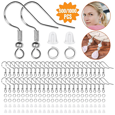 #ad 1000PCS DIY Jewelry Making Findings 925 Sterling Silver Earring Hooks Ear Plugs $8.98
