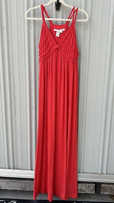 #ad Max Studio Coral Salmon Summer Dress Size XL Maxi Dress Sleeveless Beach Nautic $19.99