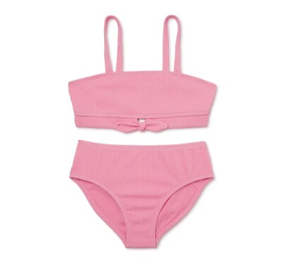 #ad Wonder Nation Girls Tie Front Bikini Swimsuit with UPF 50 Sizes 4 16 $23.99