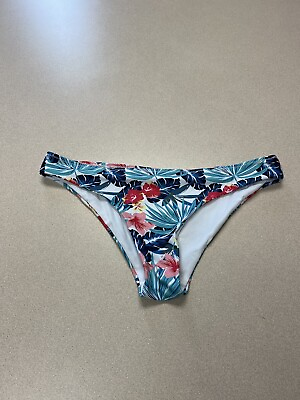 #ad Shekini Blue Floral Swimwear Bikini Bottoms High Cut Cheeky Women#x27;s M 282 $6.27
