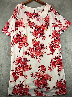 #ad #ad Madison Leigh Womens Plus Dresses 20W Red Floral Caplet Attached Midi Ladies $16.90