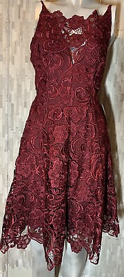 #ad Red Lace Cocktail Dress Spaghetti Strap Large Forgiving Fit $218 Nordstrom NWT $119.00
