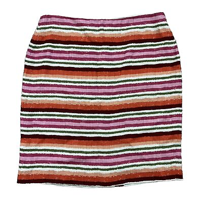 #ad Talbots Petites Tape Stripe Skirt Women’s Size 4P Pink Multicolor $13.50